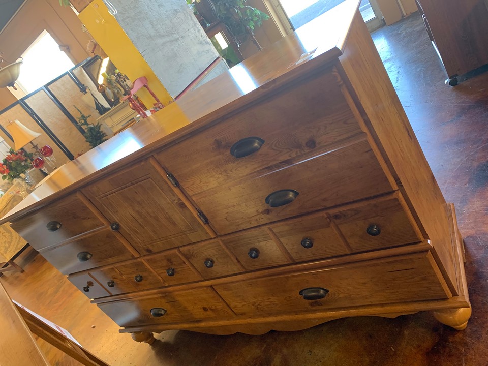 repurpose dresser into kitchen island with bar top