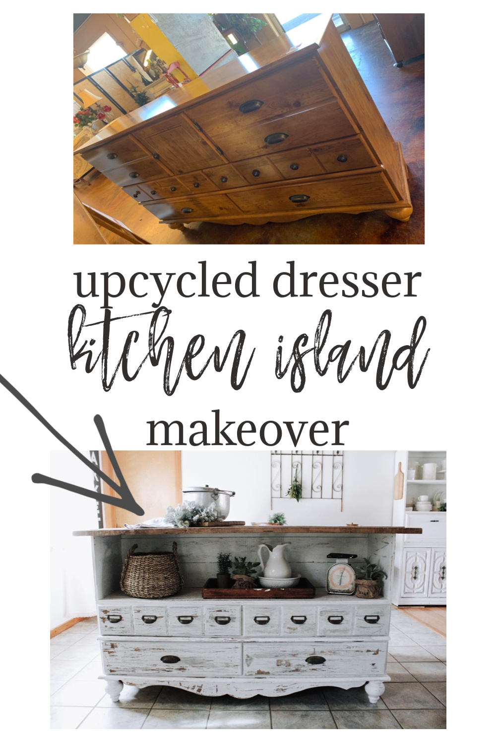 Kitchen island made from outlet dresser