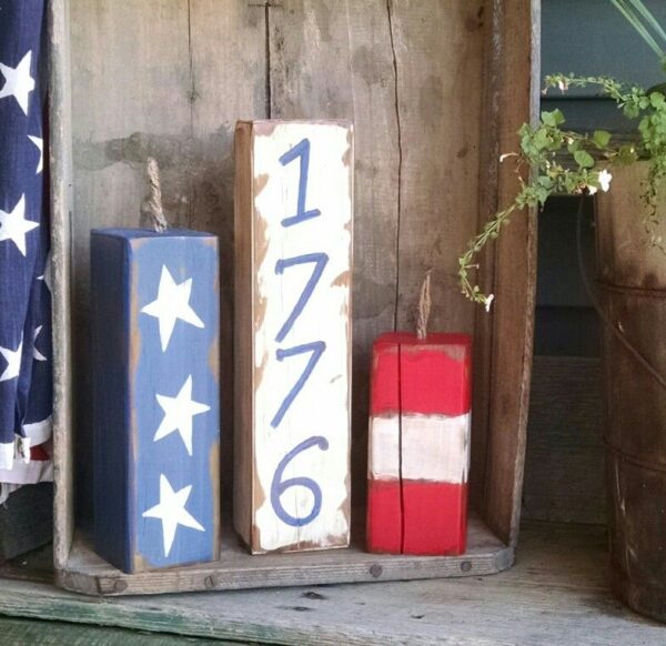 wood block firecracks with stars and stripes