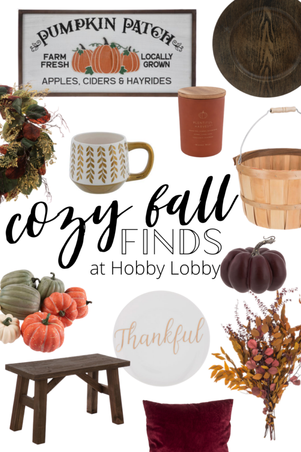 collage of fall decor from hobby lobby