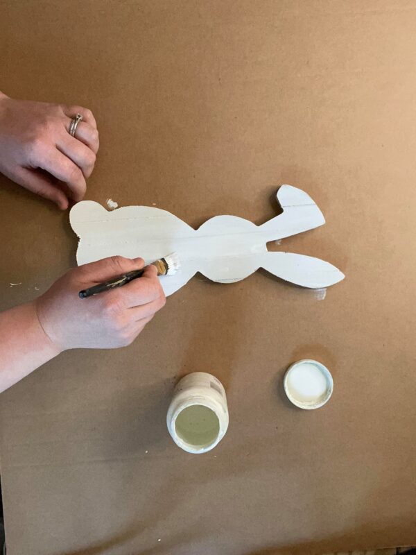 calk painted rustic bunny project cutout