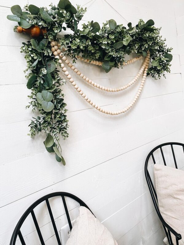 diy wall hanging with eucalyptus garland