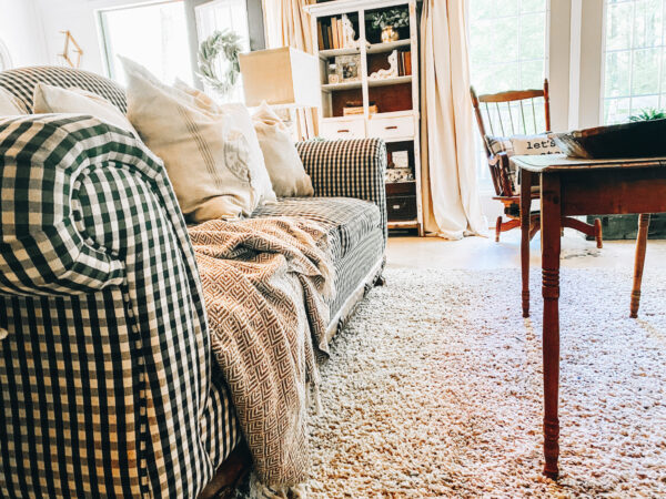 Our Buffalo Check Couch from Marketplace - Roost + Restore