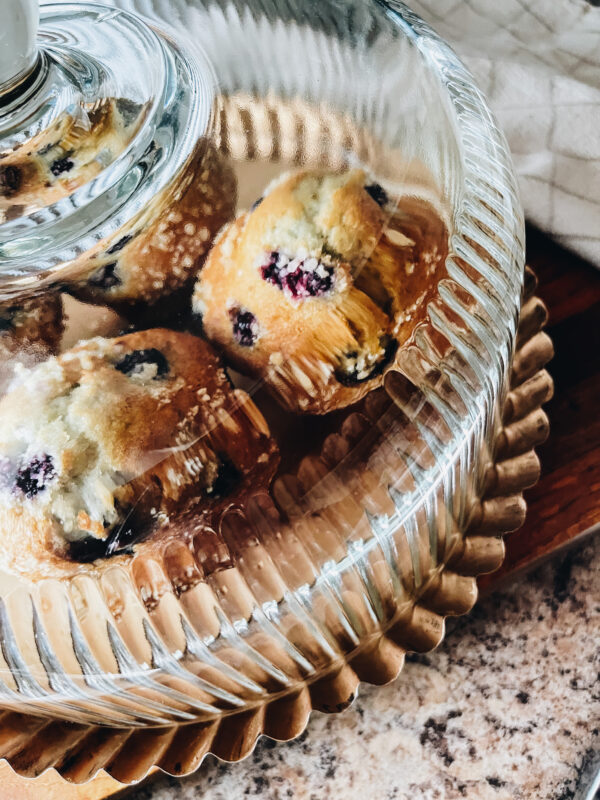 thrift store tart pan makeover with blueberry muffins