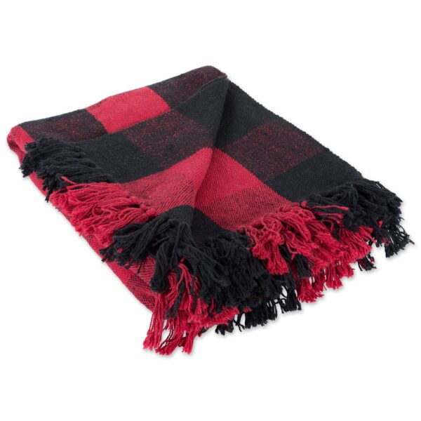 red and black old fashioned blanket throw