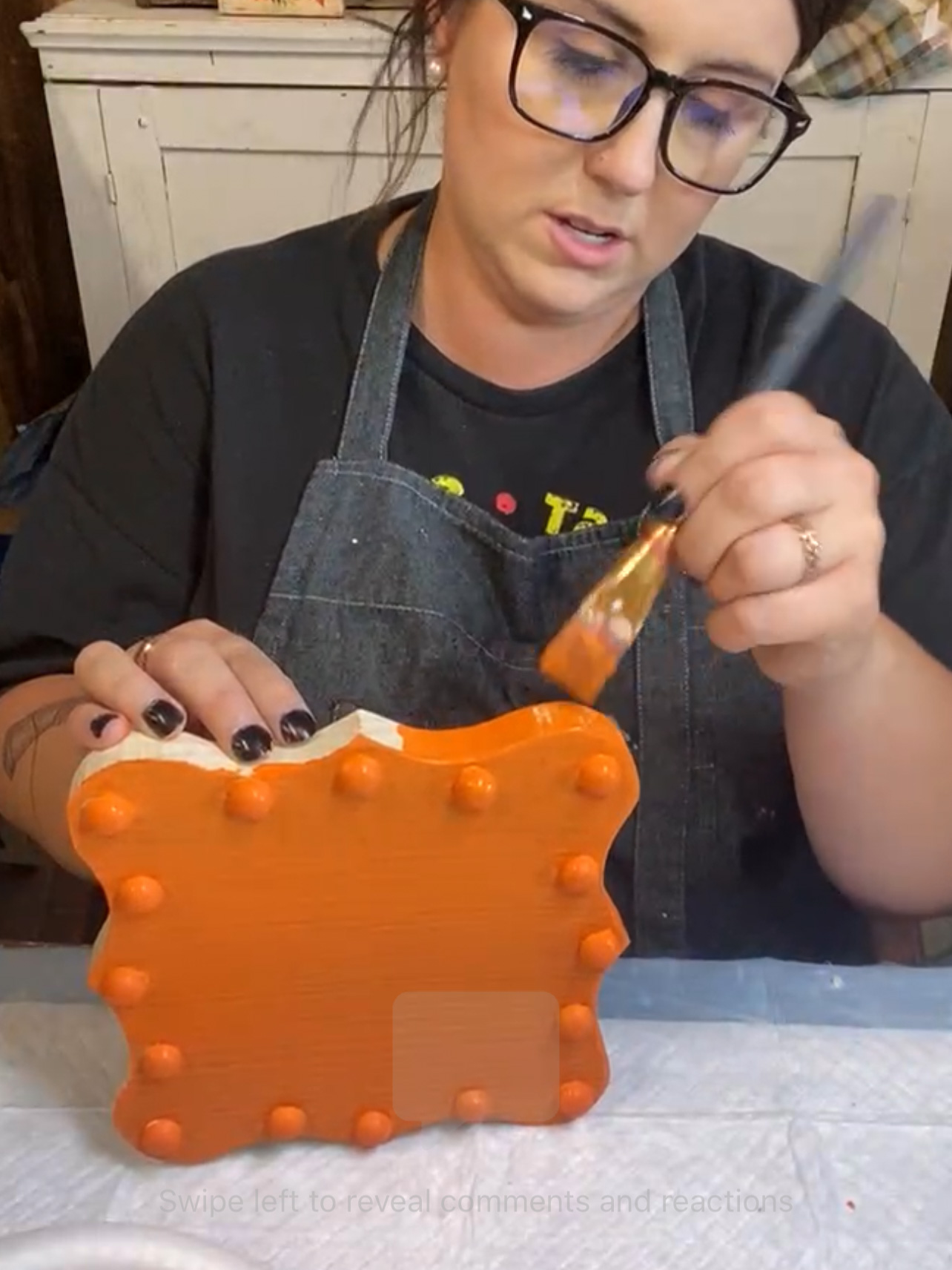 painting a scrap wood pumpkin