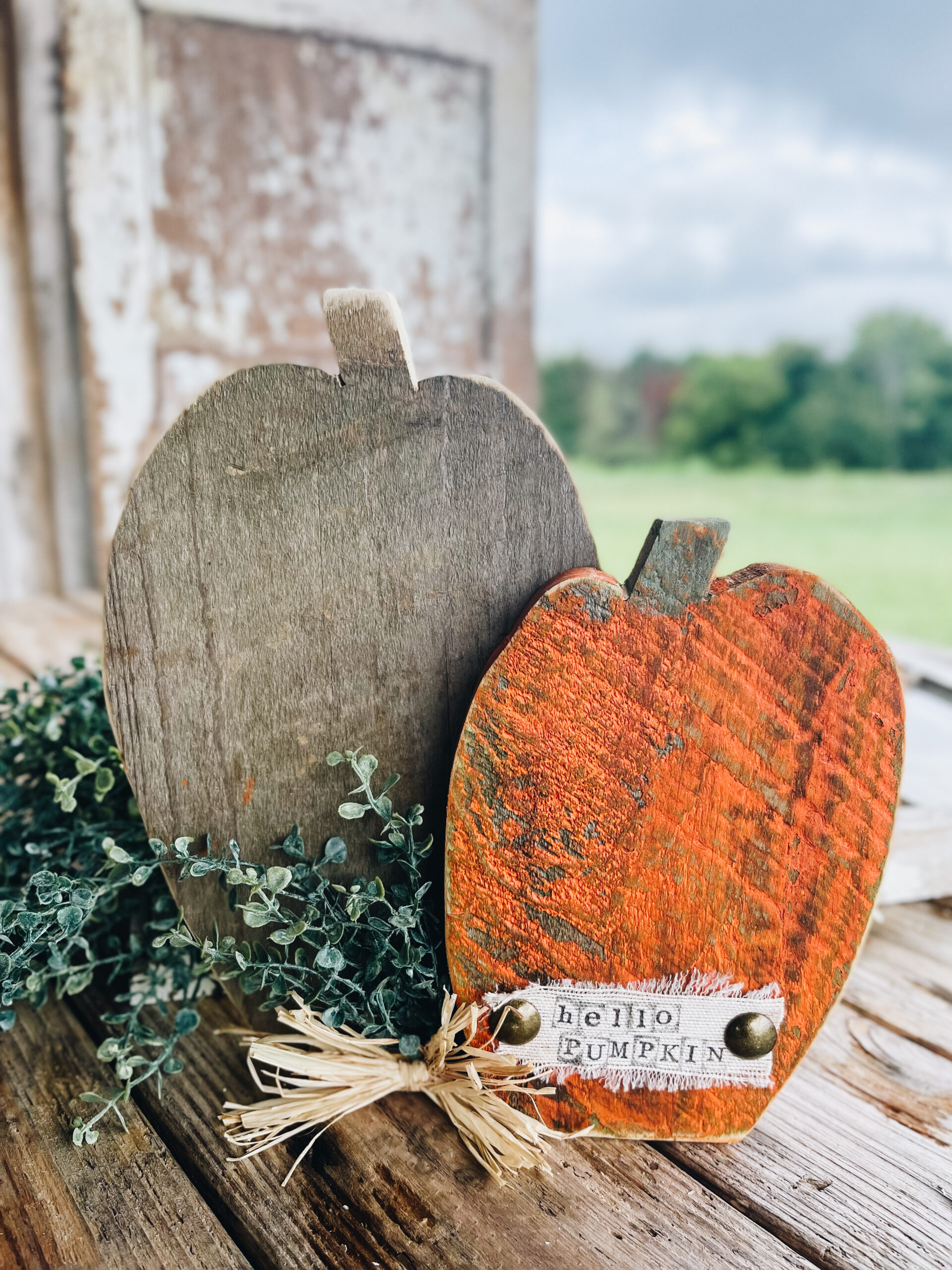 rustic fall decor barnwood pumpkins